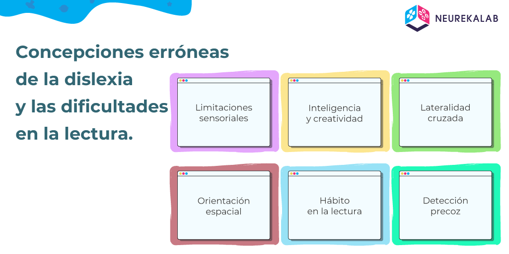 Concepciones erróneas de la dislexia y las dificultades en la lectura: limitaciones sensoriales, inteligencia y creatividad, lateralidad cruzada, orientación espacial, hábito en la lectura y detección temprana.